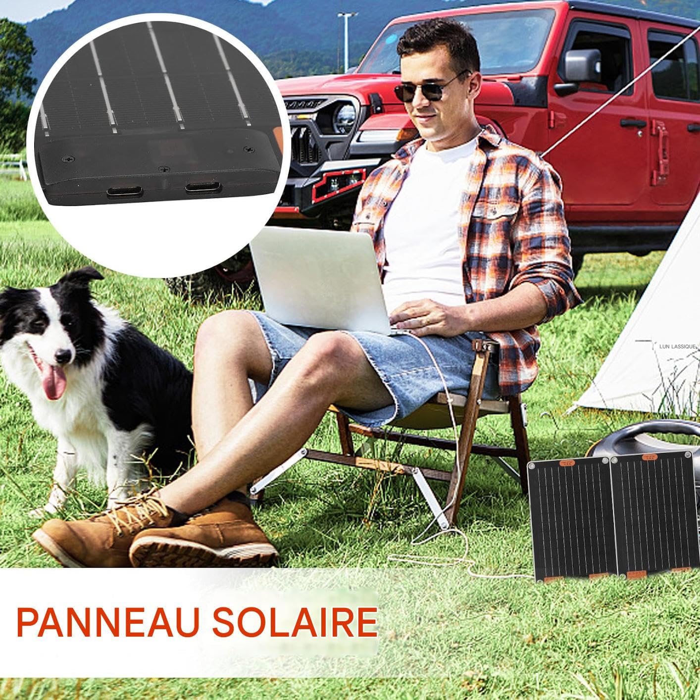 Batterie Externe Solaire Charge, Charge sans Fil, Alimentation