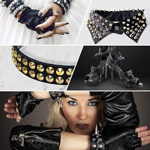 Miniatura 6 de uxcell 1 yarda de puntada en cono de punta, 12 filas de plástico con parte trasera plana, remache punk, cinta para manualidades, bolsos, decoración