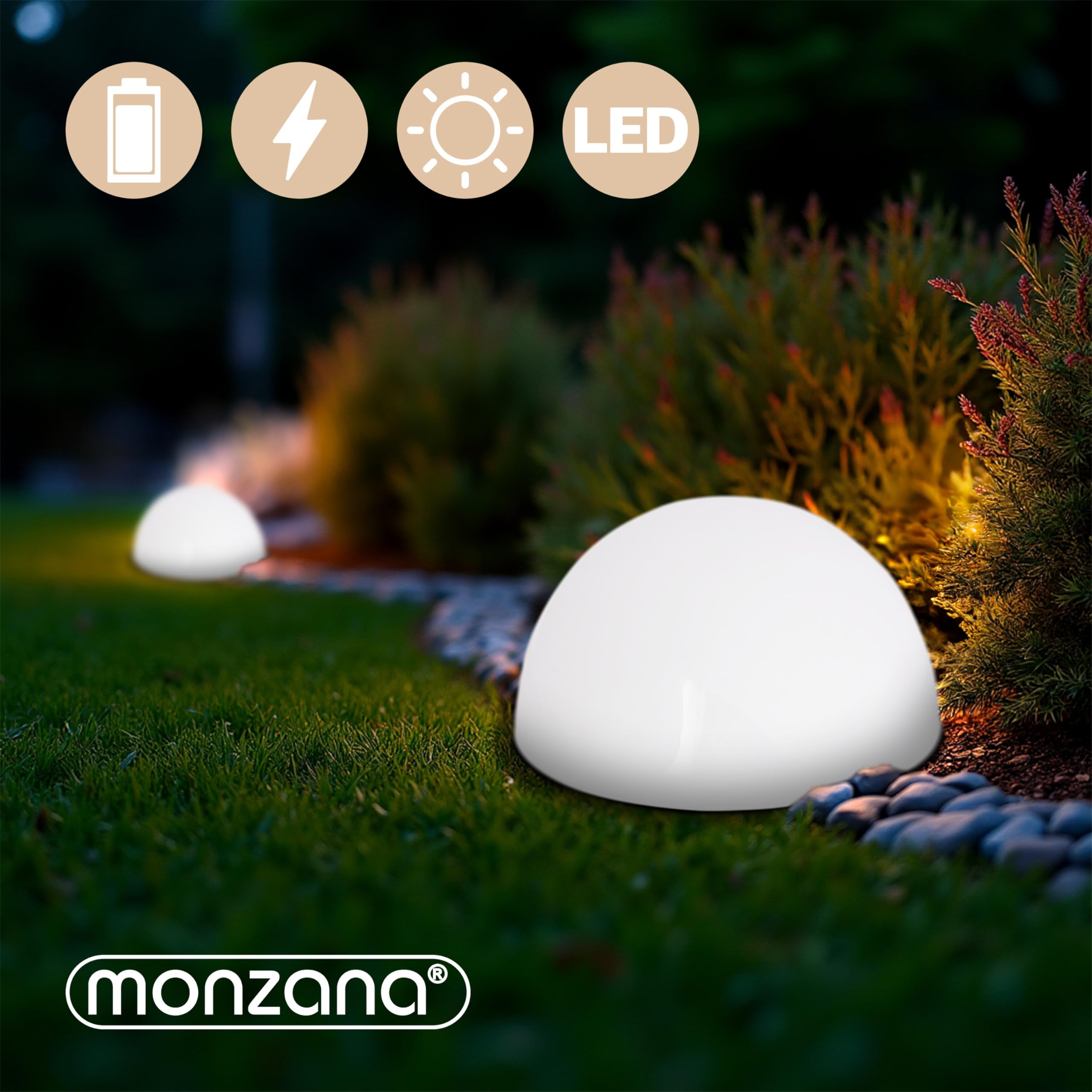 Monzana® Lampada Solare a LED da Esterno Set da 6 Protezione IP44 Sensore Crepuscolare Luce da Giardino per Esterni Luci Illuminazione Decorazioni Balcone Bianco