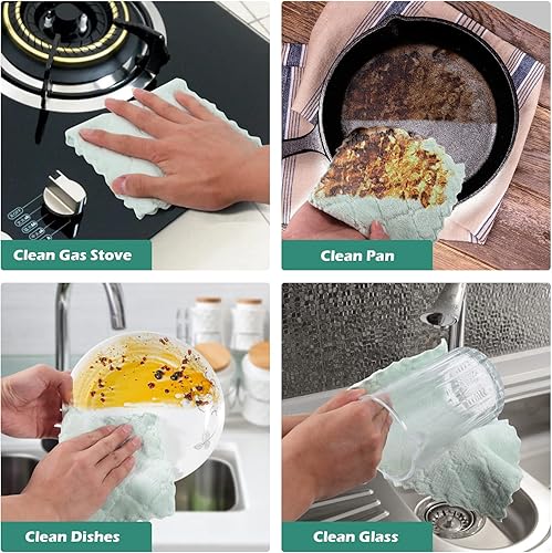 Miniatura 3 de Paquete de 12 paños de cocina ultra suaves, absorbentes, de secado rápido, paños de limpieza de microfibra de aceite antiadherente, lavables a