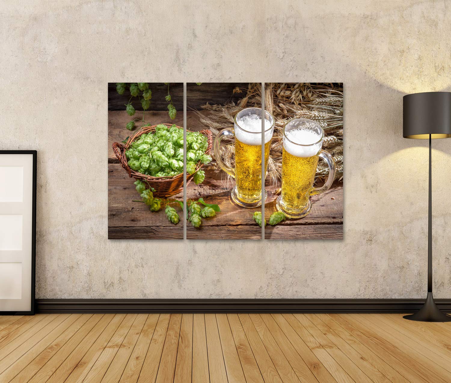 islandburner Cuadro en Lienzo Cerveza Fría Rodeada De Bolsas De Lúpulo