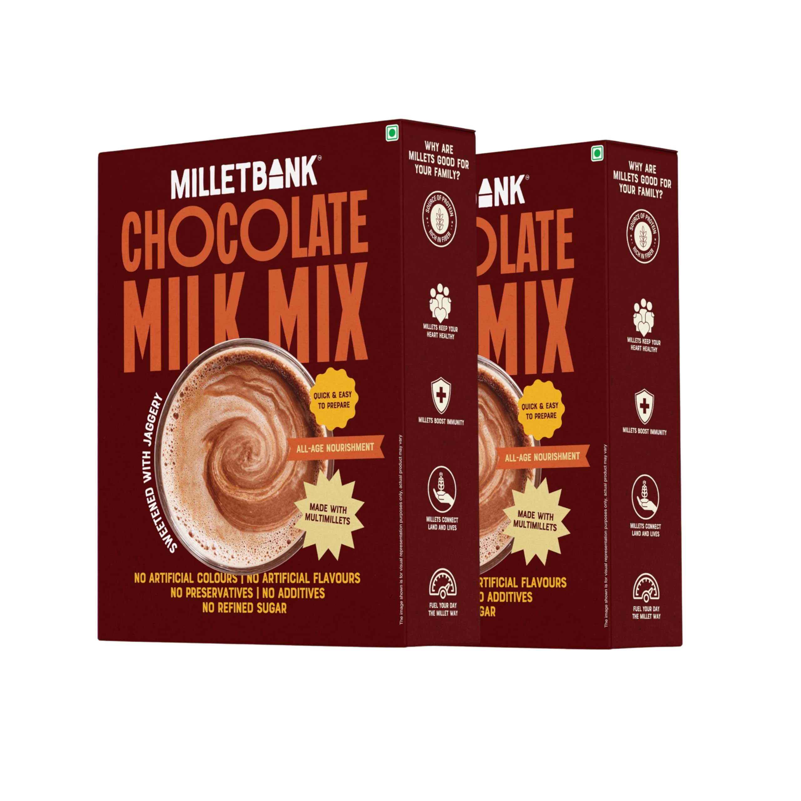 Millet Bank Chocolate Milk Mix | Sweetened with Jaggery | No Refined Sugar | No Artificial Colours | Pack of 2 (250g x 2)-image-42