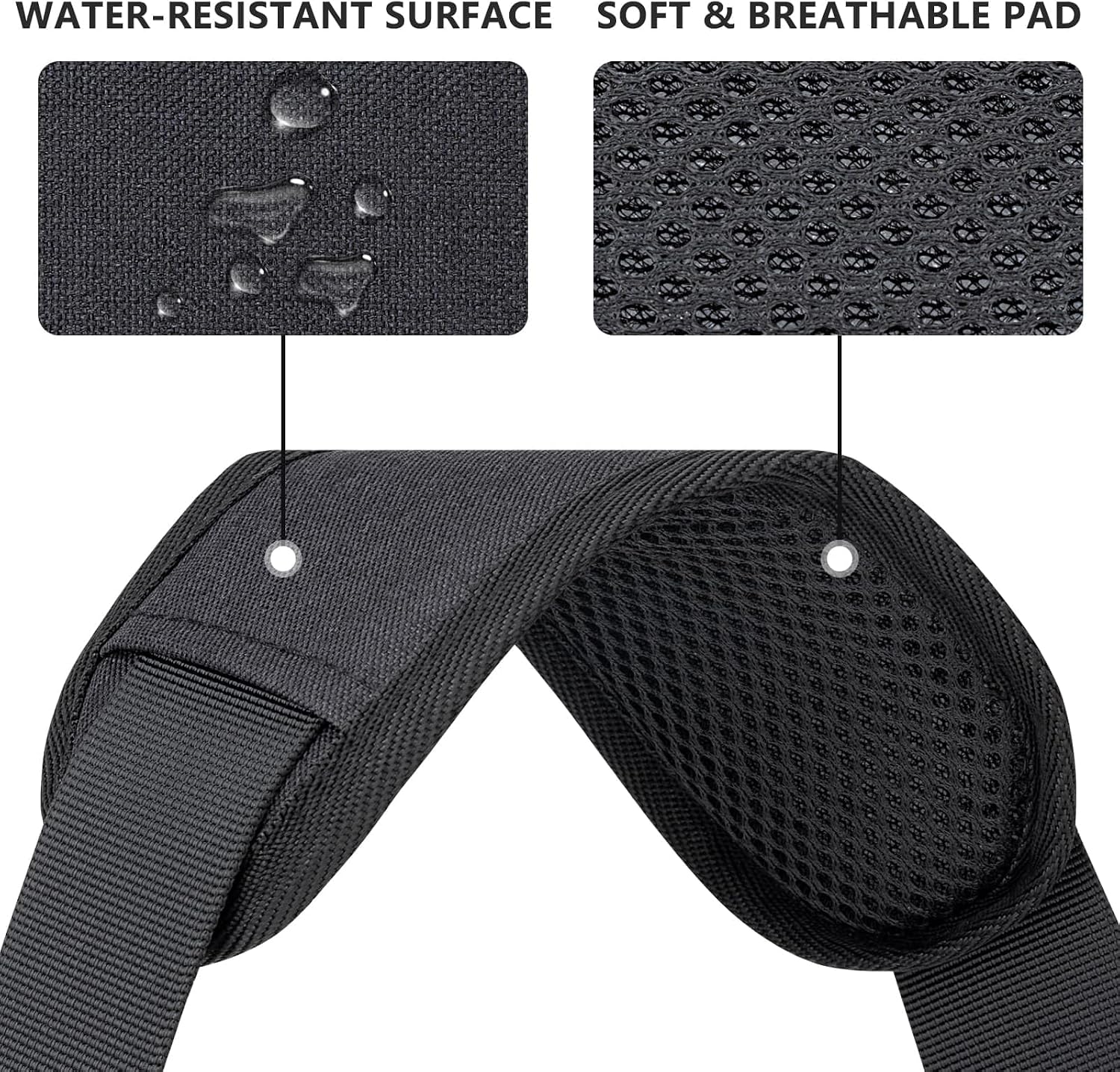 RAINYEAR 59 Inch Shoulder Strap for Bag, Adjustable Soft Padded Replacement Purse Strap with Metal Hooks for Laptop Bag, Shoulder Bag, Messenger Bag, Travel Duffel Bag, Crossbody Bag, Black
