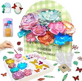 TEHZYORA Paper Flower Science & Craft Kit for Girls Ages 8–12 – DIY Color-Wicking Blooming Flowers with Primary Dyes, STEM Art Project, Bouquet Box Included (Green)
