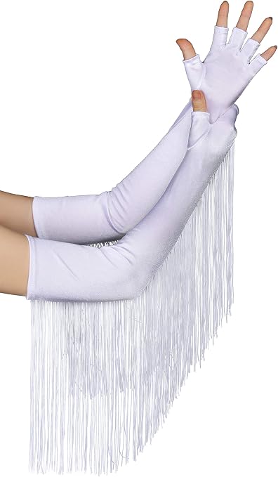 20er Jahre Charleston Handschuhe – Schwarze Fransenhandschuhe Für Flapper Girl Kostüm & Karneval