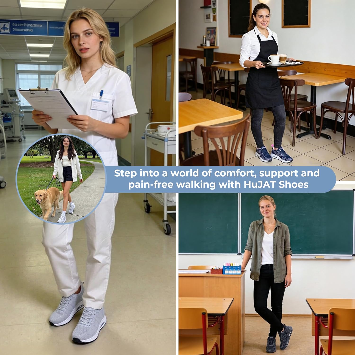 Womens Walking Shoes Plantar Fasciitis Arch Support Shoes Orthotic Sneakers for Foot Pain Relief US Size 6-11 9 Whitegrey