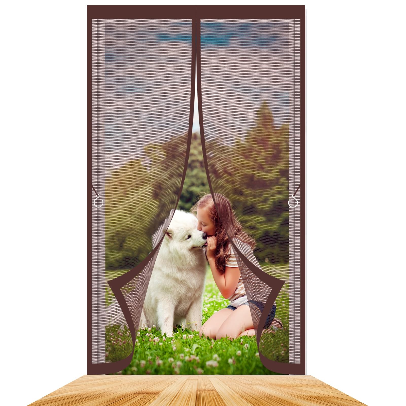 Baiyunfc Brown Magnetic Fly Screens For Doors 86 X 200 Cm Keeping Out Flies & Bug, Keep Fresh Air In Heavy Duty Bug Mesh Curtain Hundreds Of Sizes For Bedroom/Balcony/Kitchen, Etc.,