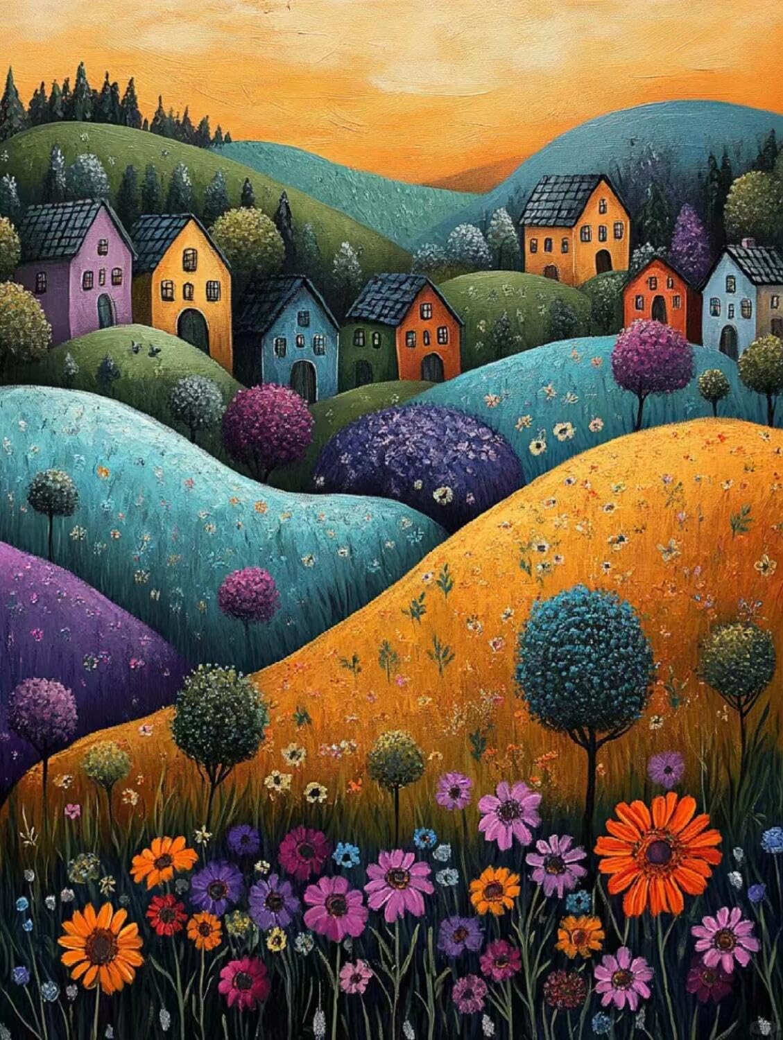 Rqwybcaxn Seed Bead Embroidery Kits Fantasy Town 40x50cm