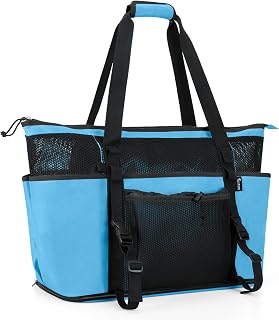 Extra Large Beach Tote Bag with Zipper Bottom Family Size