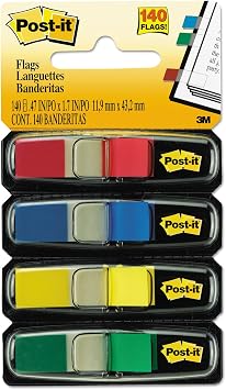 3M Post-It Flags in Dispensers, 1/2 x 1-3/4, 35/Color, 4 Colors/Pack MMM6834