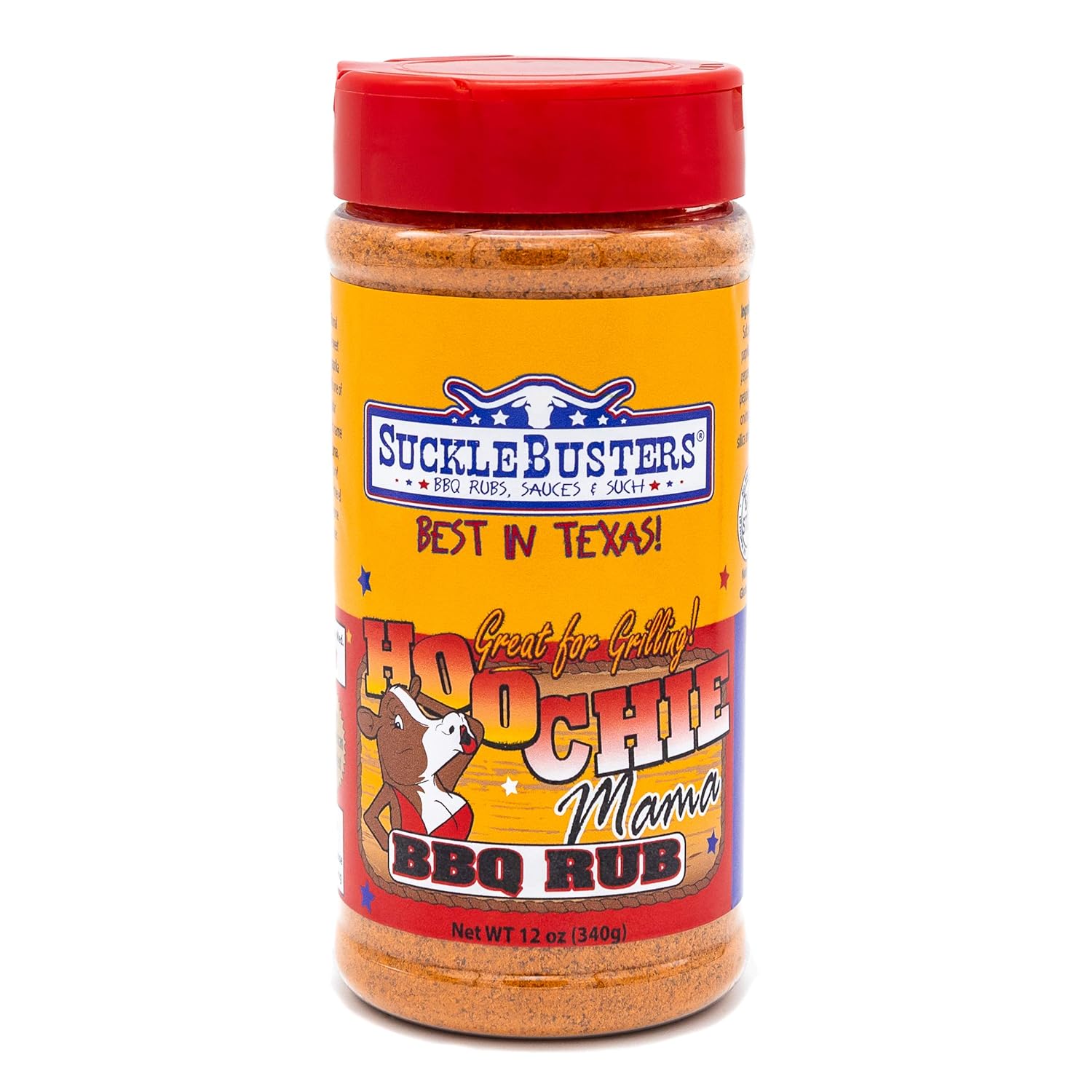 SuckleBusters Hoochie Mama: Award-Winning Sweet, Hot, Smoky BBQ Rub for Beef, Pork, Chicken, Fish, Lamb and Vegetables, Gluten-Free, No MSG Shaker (12oz) (Pack of 2)