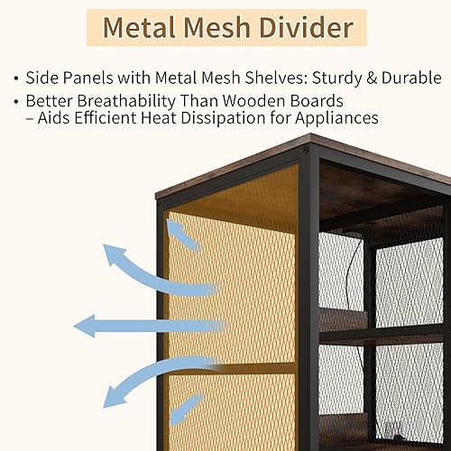 Miniatura 7 de Estante para hornear de cocina con toma de corriente, soporte para microondas con cajón, mini soporte para refrigerador con estantes ajustables,