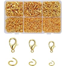 SONGIN 1160 Pcs Lobster Claw Clasps and Open Jump Rings Set, Gold Lobster Clasp and Jump Rings in 3 Sizes, Jewelry Clasps for Bracelet, Necklace, Keychains, and DIY Jewelry Making Gold