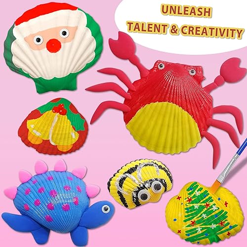 Miniatura 5 de SOOVSY Kit de pintura de conchas marinas que brillan en la oscuridad, juguetes de playa, artes y manualidades, regalos para niñas y niños,