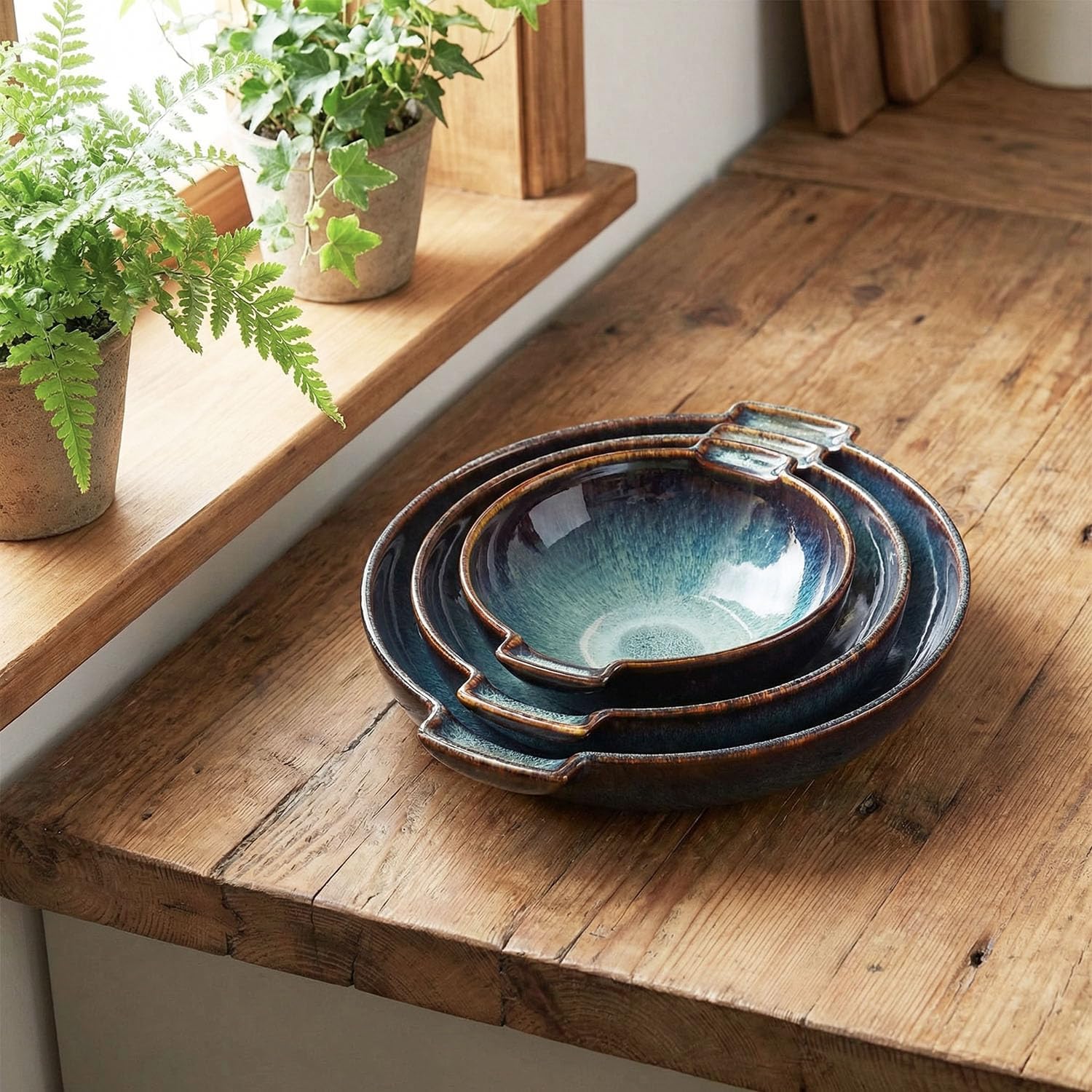 Ceramic Extra Large Serving Bowls, 13.5 Inch Fruit Salad Bowls, 2.5 quarts Pasta Bowls, Decorative Serving Dishes for Entertaining and Party, Microwave Dishwasher Safe