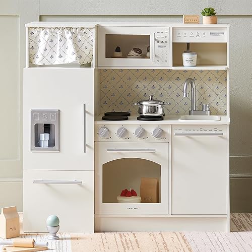 Miniatura 2 de Tiny Land Juego de cocina de madera y cafetera, juguetes de cocina