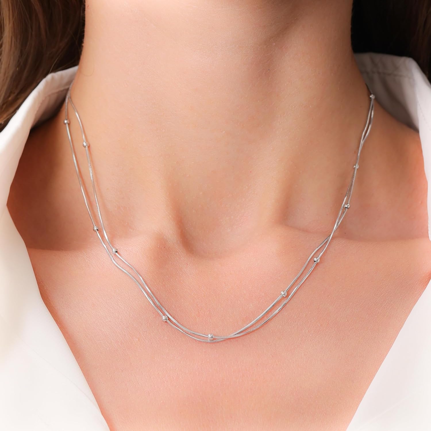 THEEVE Layered Necklaces for women | 14K Gold & Silver Plated Dainty Necklace for Women with Bracelet | Small Love Waterproof Chain Necklaces for Women - Image 5