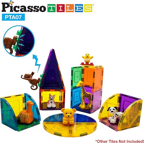 Miniatura 4 de PicassoTiles Juego de figuras de acción de animales magnéticos para imán, bloque de construcción educativo, kit de aprendizaje STEM de construcción,