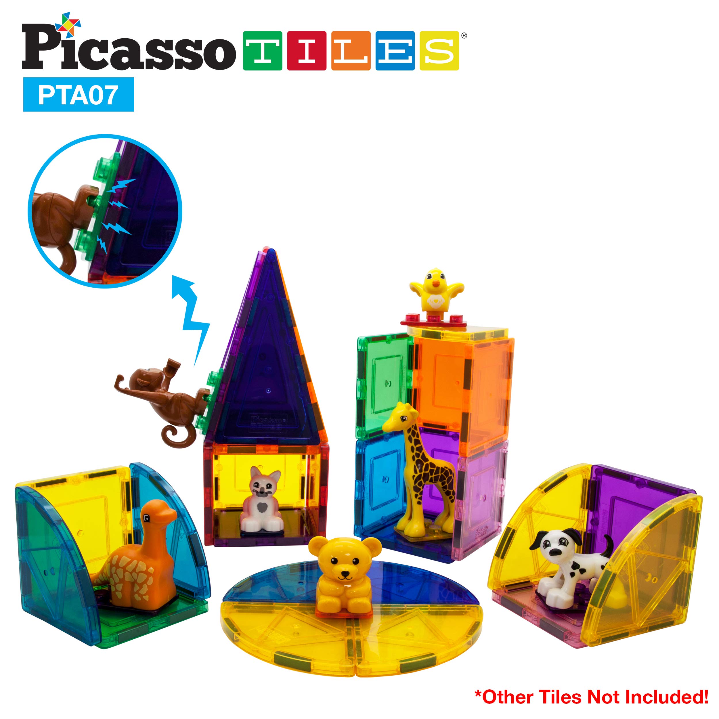 Amazon.co.jp: PicassoTiles 7ピース マグネット式動物アクション