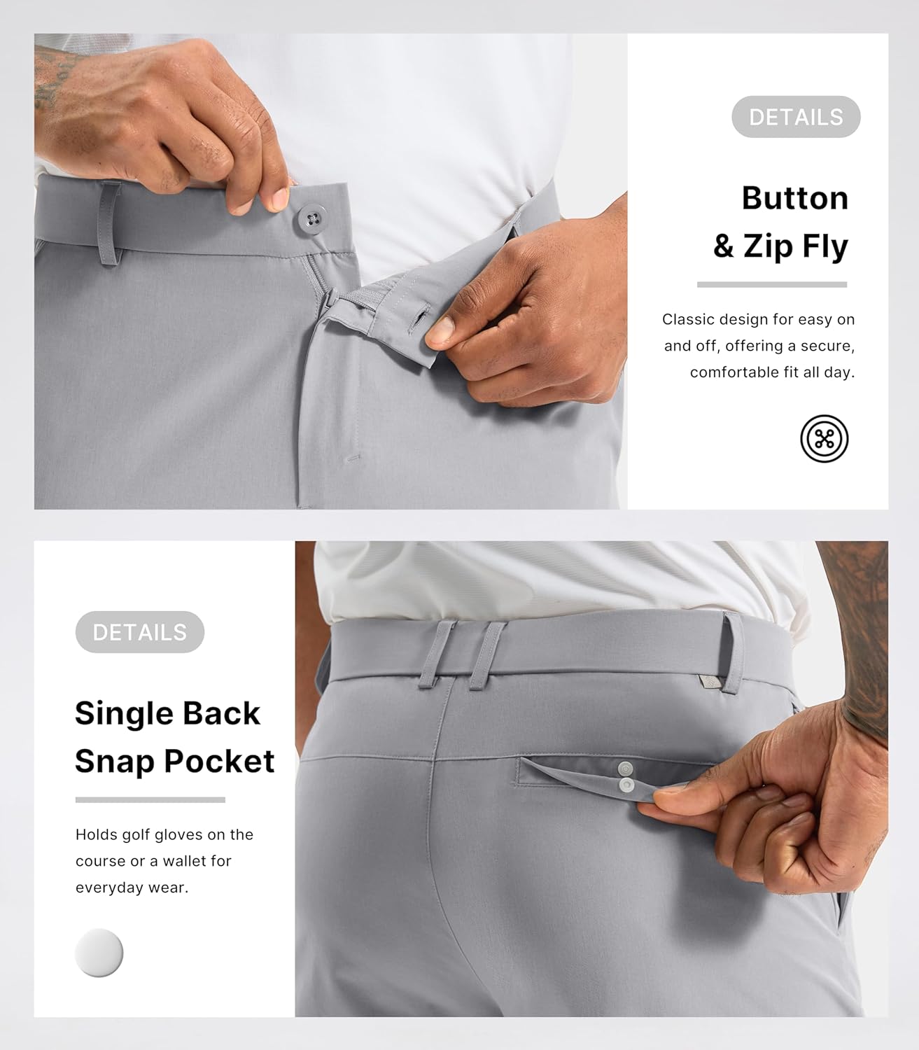 Soothfeel Mens Golf Pants Classic Fit Stretch Work Dress Pants 30"/32"/34" Quick Dry Lightweight Casual Trousers with Pockets - Image 5