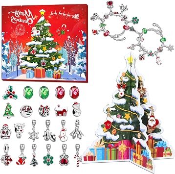 Advent Calendar 2025 Children Girls Christmas Calendar Jewellery Crafts Girls Bracelets Necklaces 24 Filling Advent Calendar