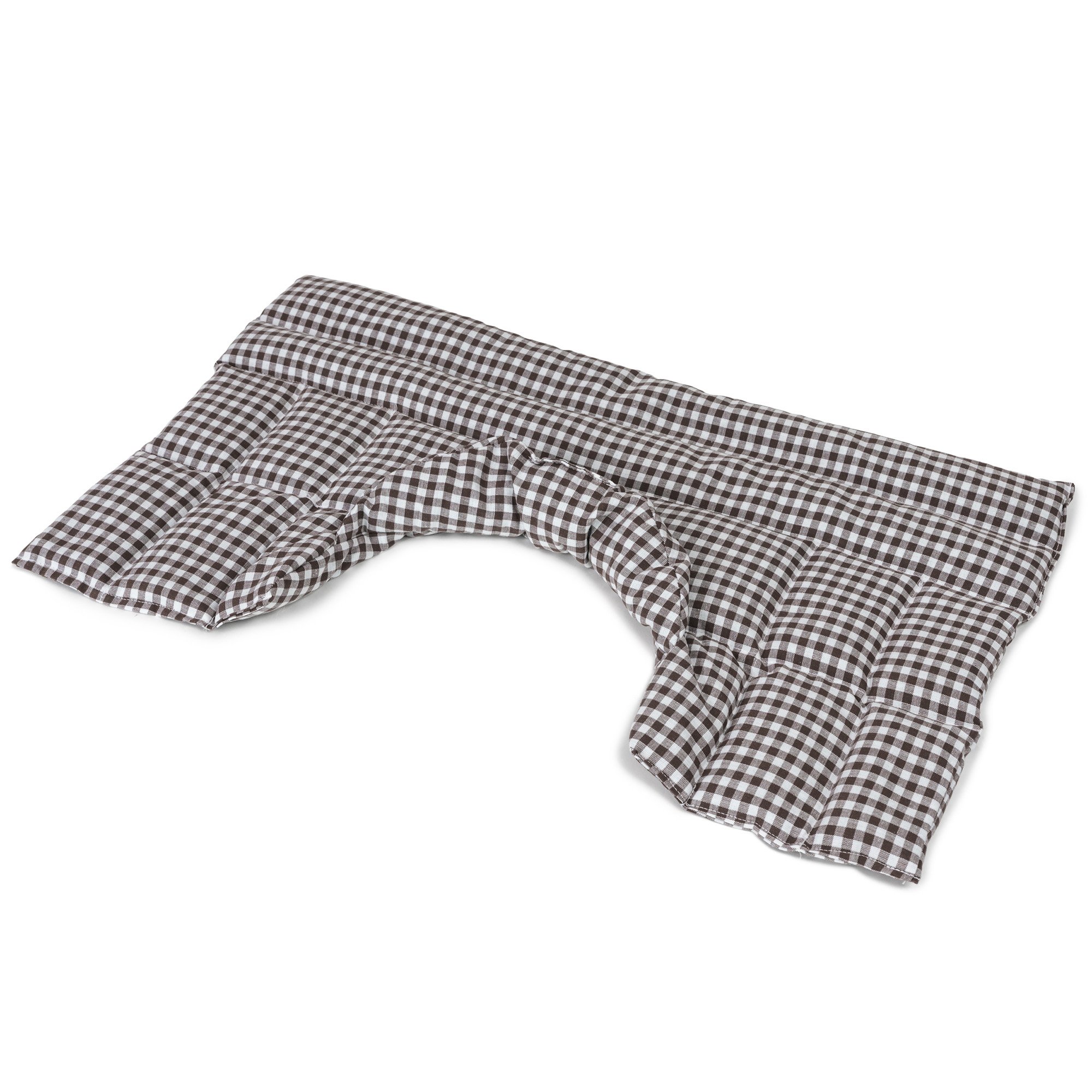 Bio-Dinkelkissen Schulter & Nackenkissen mit Kragen. Wärmekissen Körnerkissen Nackenwärmer für Mikrowelle und Backofen (braun-weiß, Bio-Dinkel)