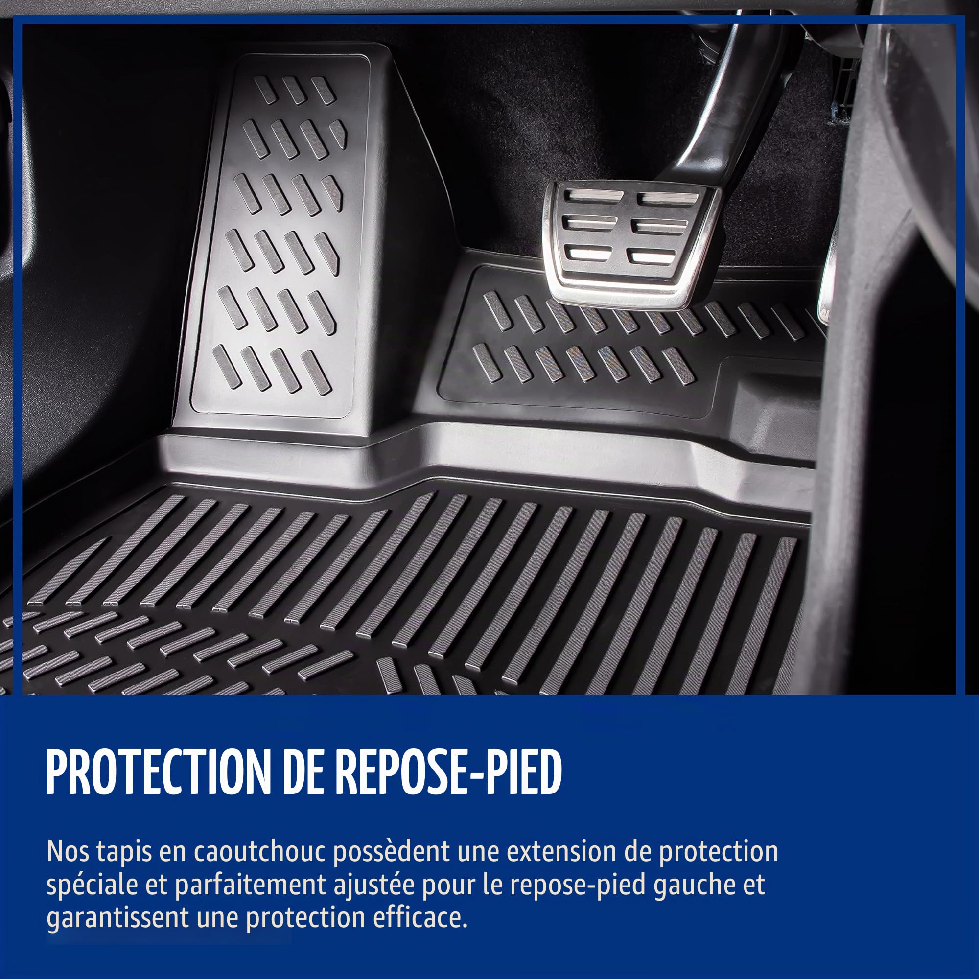 Lot de tapis en caoutchouc design 3D, pour Renault Captur, à partir de 2020, bord extra haut de 5 cm