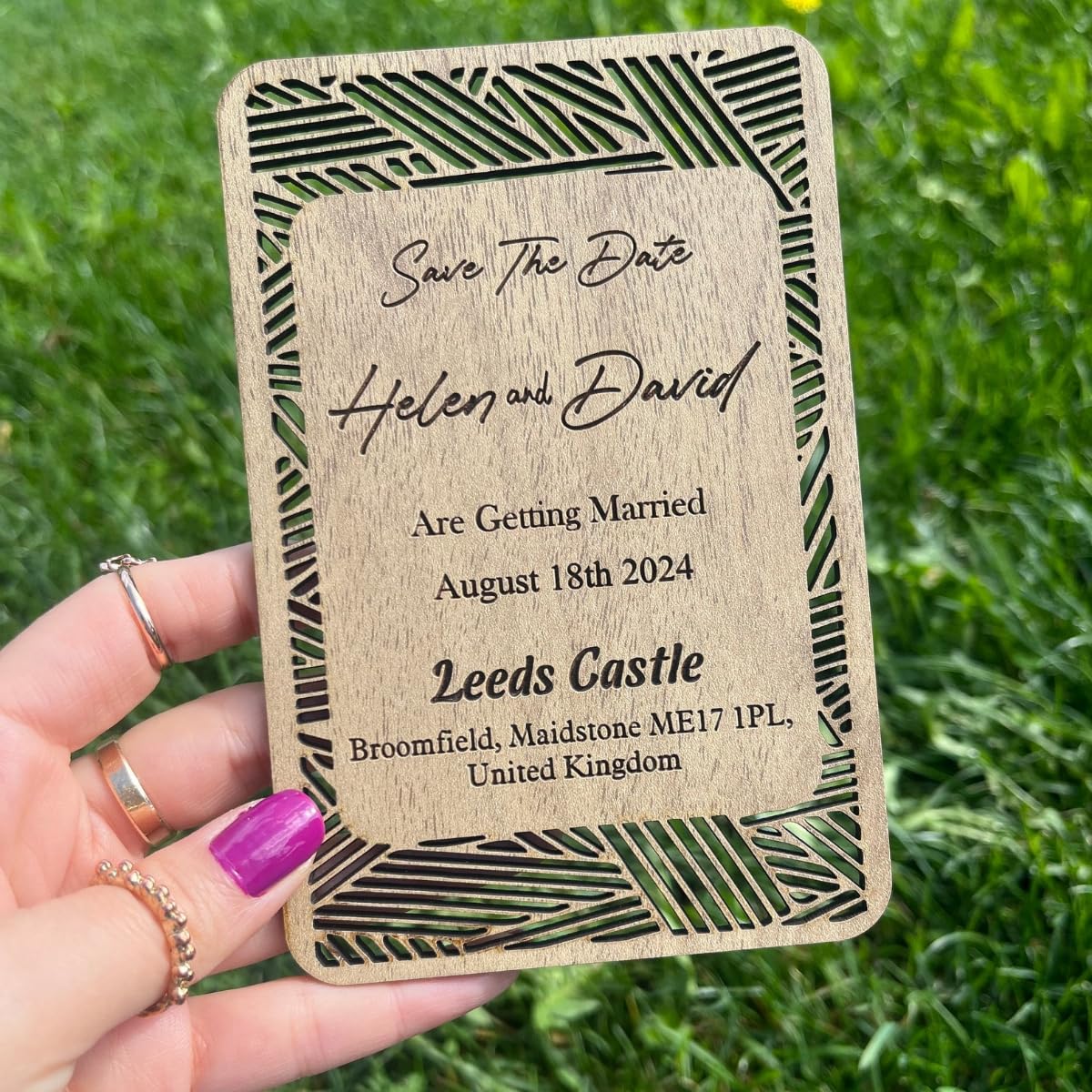 Invitaciones de boda de madera personalizadas grabadas con láser, tarjetas de invitación nupcial personalizadas (20 unidades)