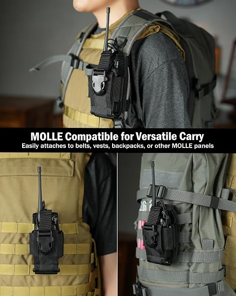 VIPERADE Radio Holster for BaoFeng MOLLE Radio Pouch Horizontal & Vertical Carry for Duty Belt Walkie Talkie Holder for Tactical Vest Backpack - 3
