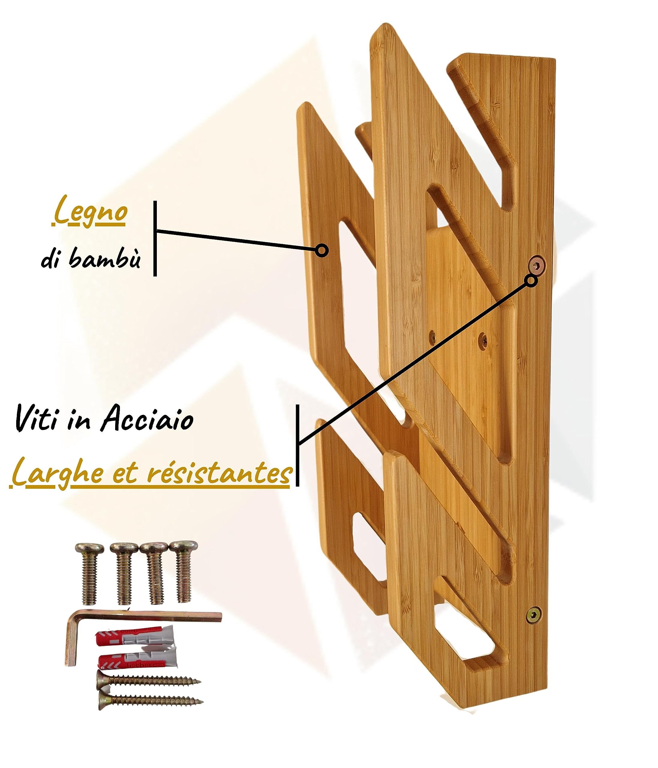 Supporto da Parete in bambù per 2 Skateboard - Design Moderno e Robusto - Appendi Skate da Parete - Supporto da Parete per Longboard - Progettato in Europa.