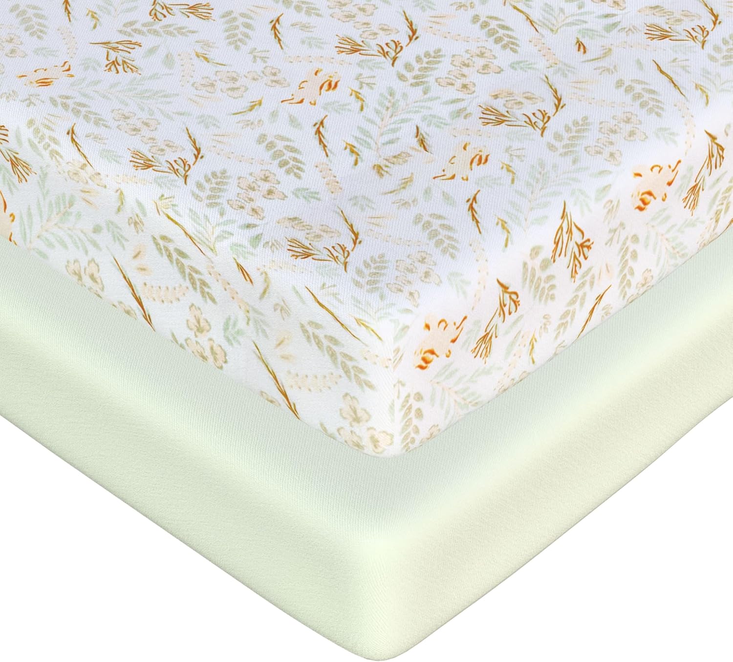 Fitted Crib Sheets for Boys and Girls, 2 Pieces 52"x28" 100% Cotton Crib Mattress Sheet, Absorbent Baby and Toddler Bed Sheets, Mattress Cover OEKO-TEX Cribs Sheet Set, Green Woodland Neutral Gift Set