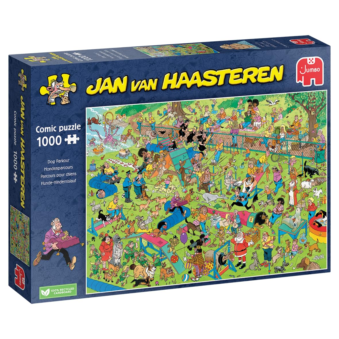 Jan Van Haasteren Dog Parkour - 1000 Piece Adults Puzzle & Comic Puzzle - Large Jigsaw Puzzle for Adults - 100% Recycled Cardboard 1000Pc Jigsaw, Fun Pet Themed Adult Puzzle - Dimensions 68 x 49 cm