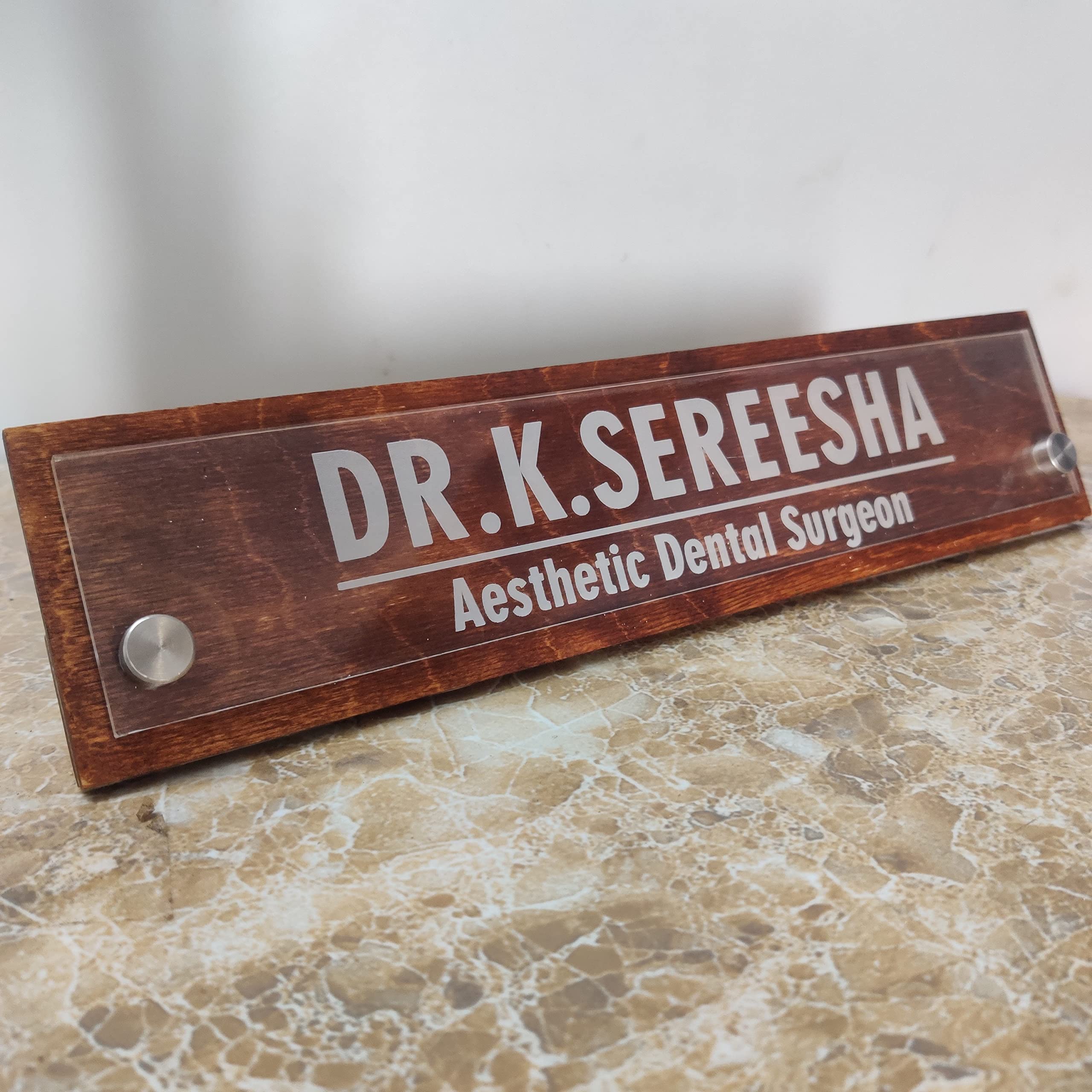 Buy Lighted Names Desk Name Plate Clear Acrylic and wood (11x2.5 inches