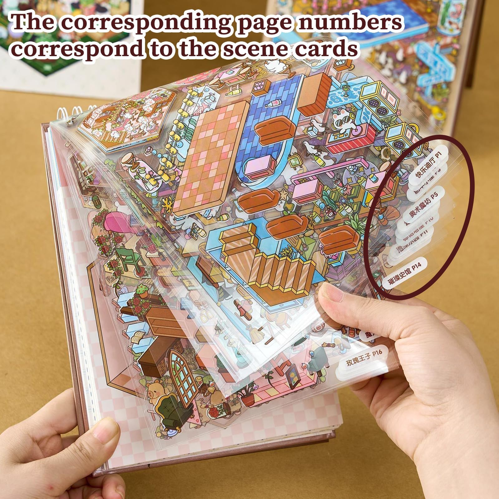 Bambebe Set di 20 Adesivi 3D per Casa in Miniatura – Kit Sticker di Scena, Attività Rilassante per Bambini e Adulti