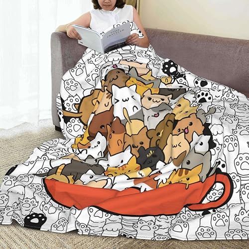 Miniatura 8 de Manta de franela suave y ligera para amantes de los gatos, cumpleaños, Navidad, 50 x 40 pulgadas