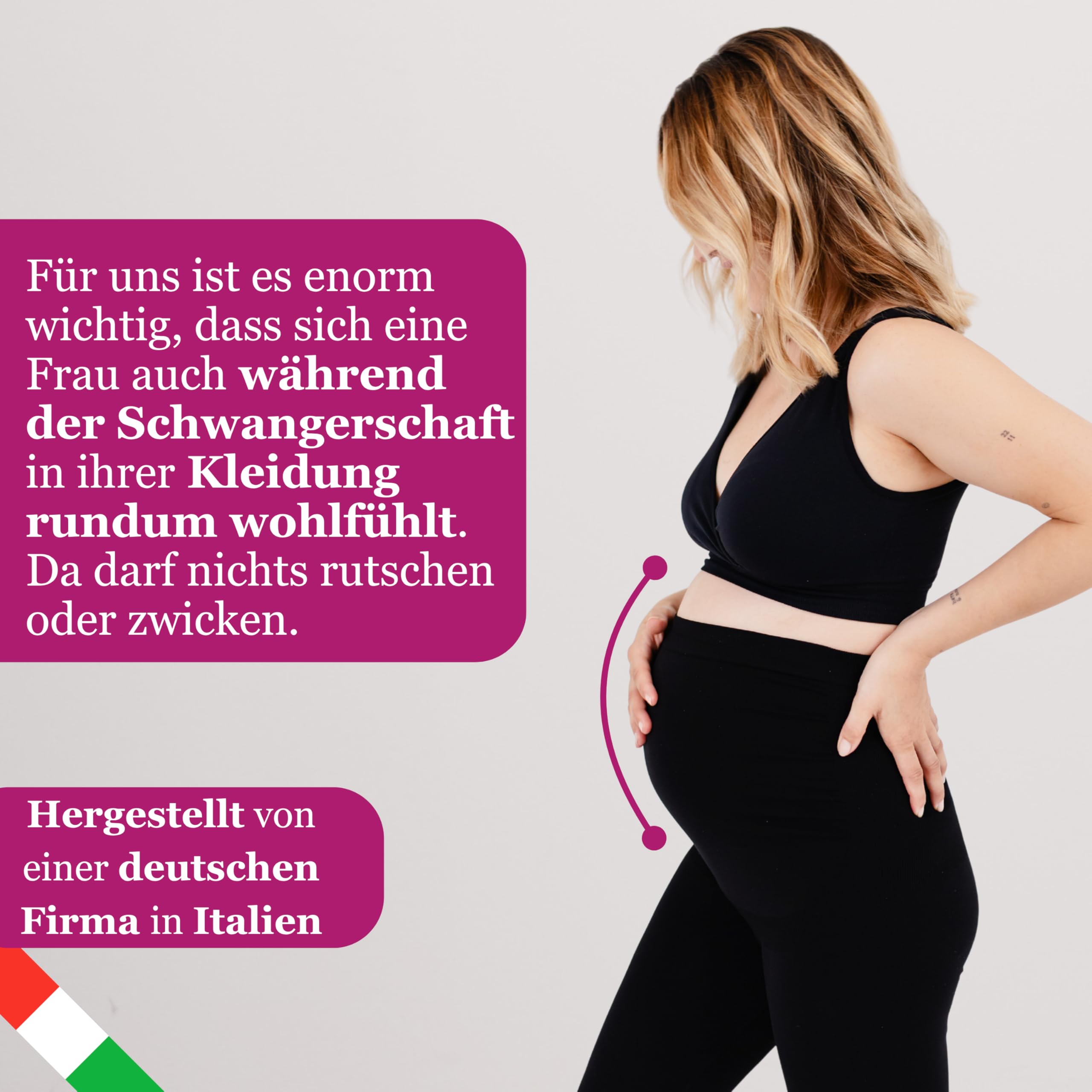 Kaiserschlüpfer Bauchgefühl Leggings - High Waist Umstandsleggings - Atmungsaktive Schwangerschaftsleggings - Umstandshose