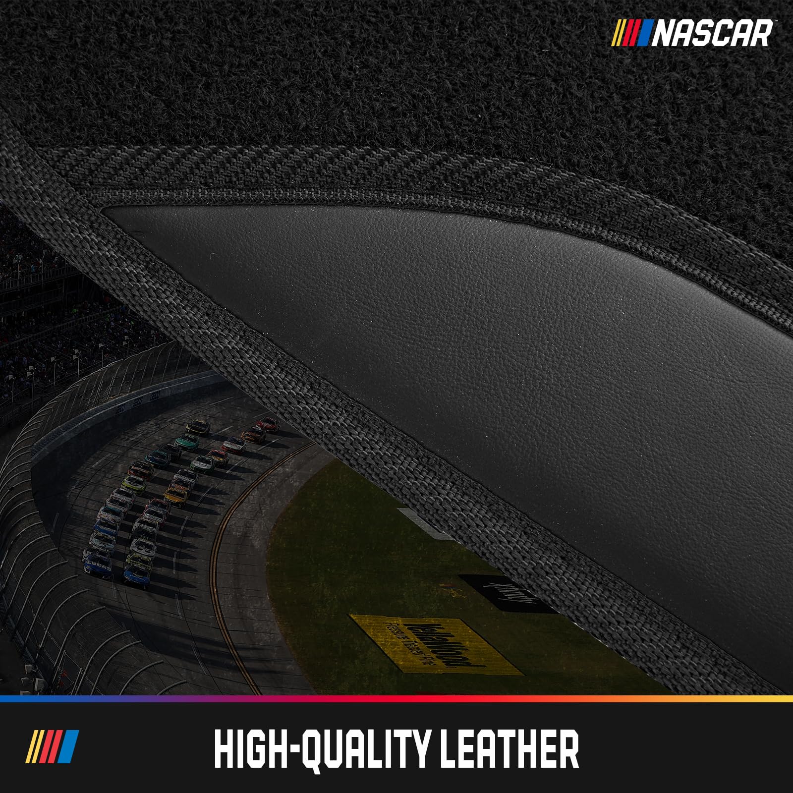 NASCAR Car Floor Mats Carpet Black Leather Design Car Mats Universal-Fit All-Weather Car Floor Mats with Built-in Heel — view 5