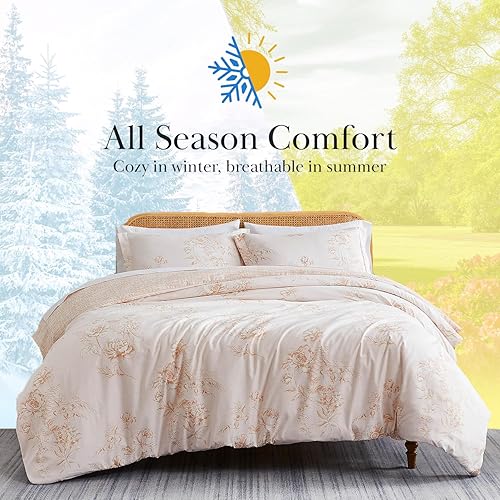 Miniatura 64 de Southshore Fine Living, Inc. Juego de edredón de 2 piezas, tamaño individual, juego de edredón floral con funda de almohada, pájaros y flores