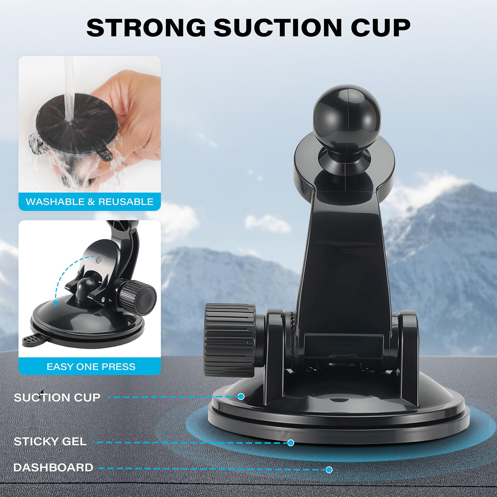 1Zero Paquete de 2 soportes ajustables con ventosa para GPS para coche