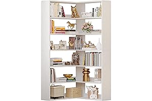 IRONCK Corner Bookshelf: 6-Tier Industrial Etagere for Maximum Storage