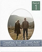 Vista 82 de CountryArtHouse Marco ovalado de 11 x 14 pulgadas, sin ácido, con núcleo blanco, corte biselado para fotos de 8 x 10 pulgadas, se adapta a marcos