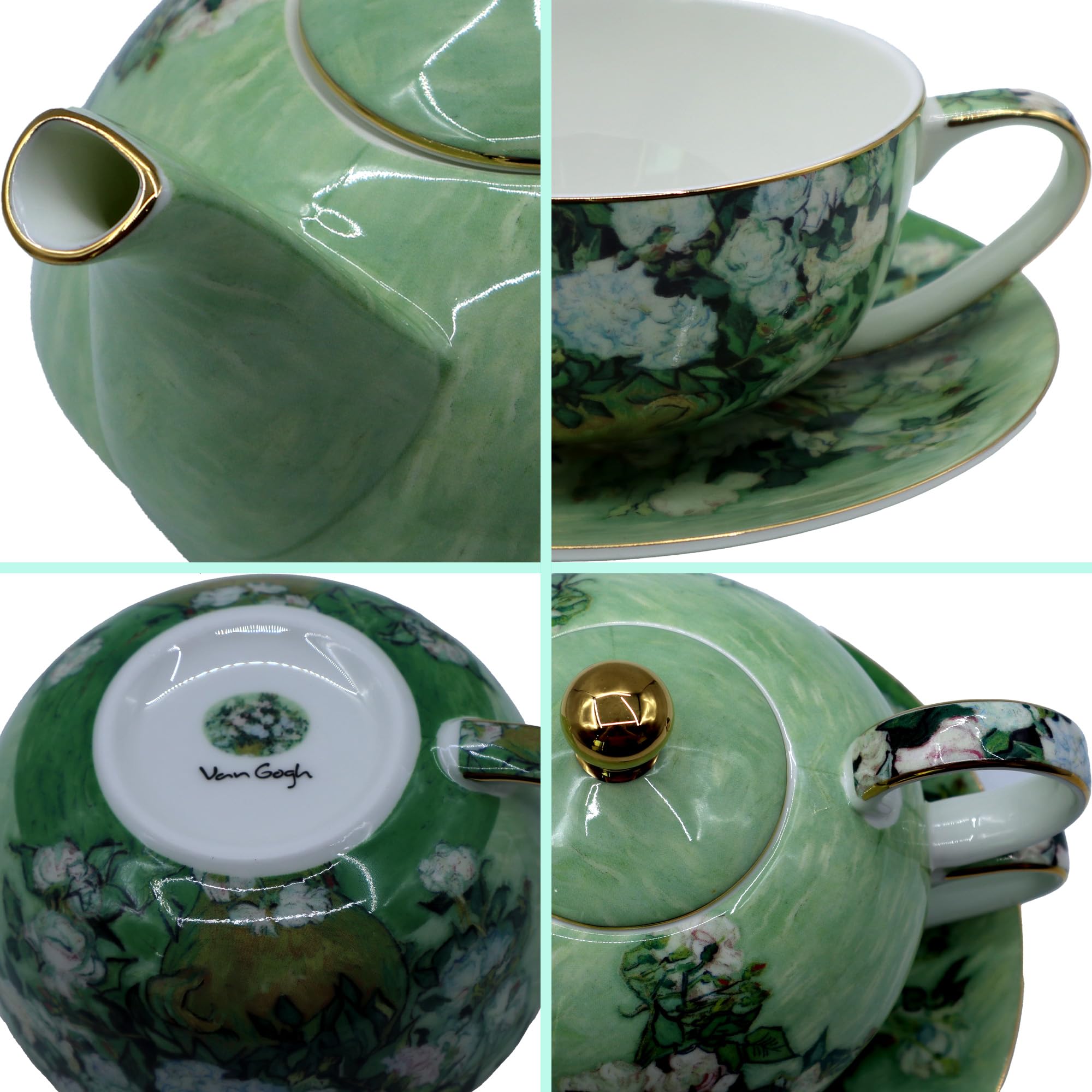 （Peninsula H）Teapot＆Cup with lid＆Saucer Amazon.com | Porcelain 13 OZ Tea for One Teapot and Cup Set