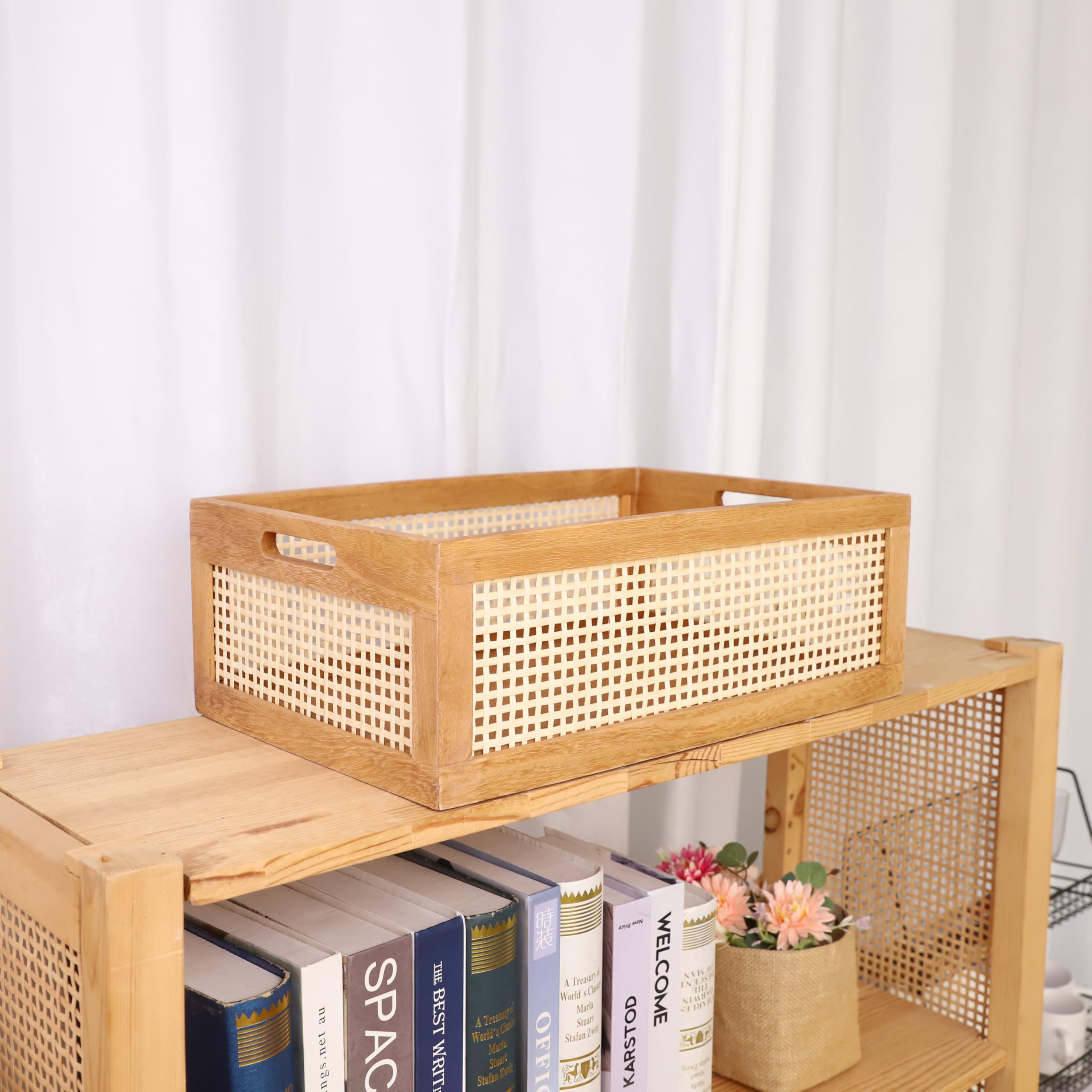 Amazon.co.jp: GYASVWU 長方形 収納ボックス 木製 手工芸品 籐のかご