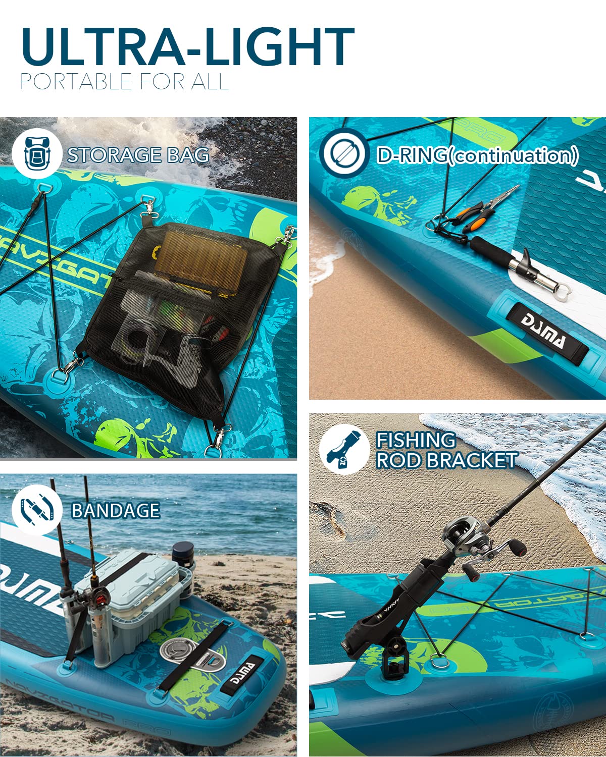 Dama Inflatable Ultra-Light SUP for All Skill Levels Everything Included with Stand Up Paddle Board, Adj Paddle, Pump, ISUP Travel Backpack, Leash, Waterproof Bag