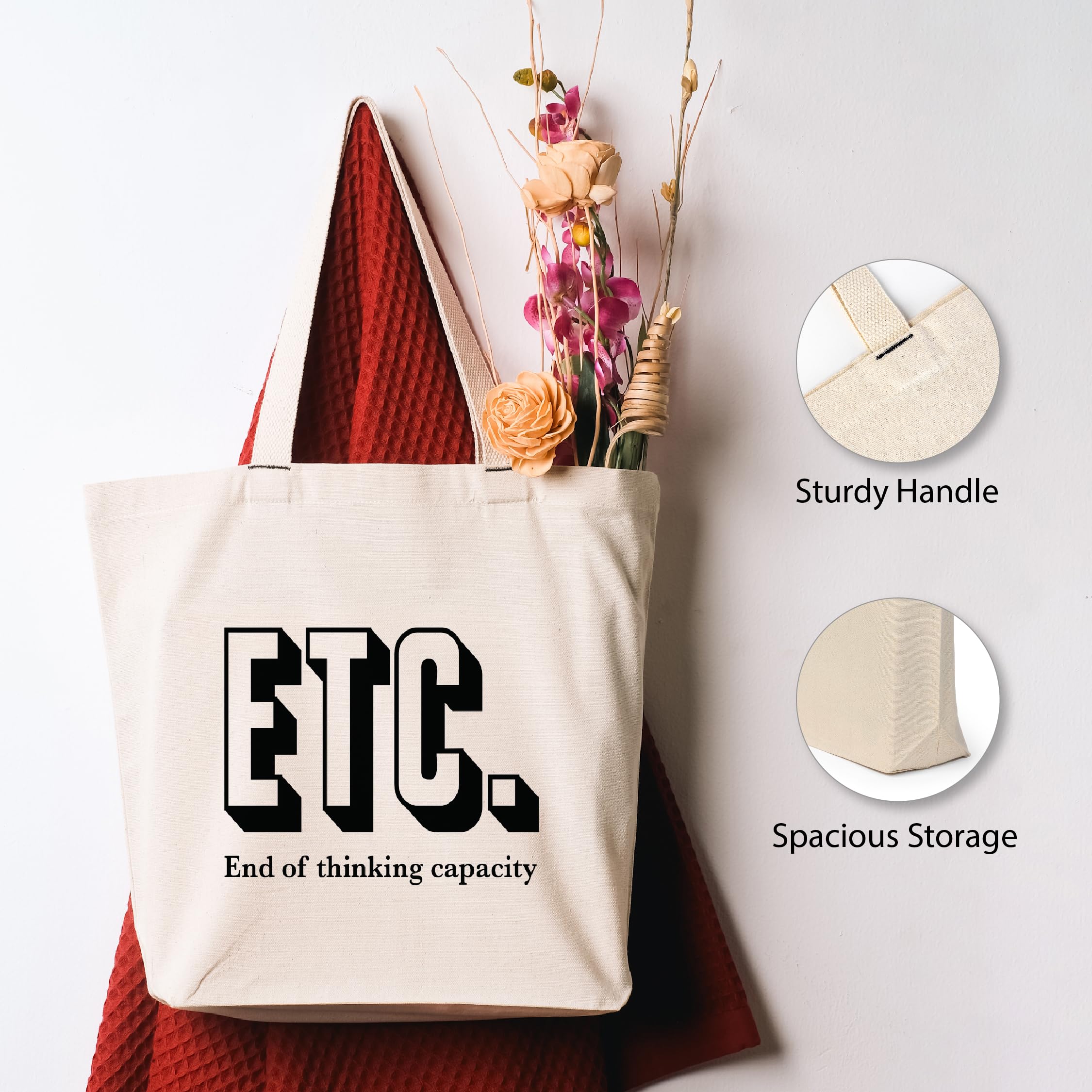 Amazon Brand-Eono, 100% Cotton Cloth Bag, Pack of 1,Reusable Tote Bags, Shopping Bag For Grocery, Vegetable Bag For Shopping, Aesthetic Carry Bag, Aesthetic Bags For College, Folding Bag -End Thinking 2
