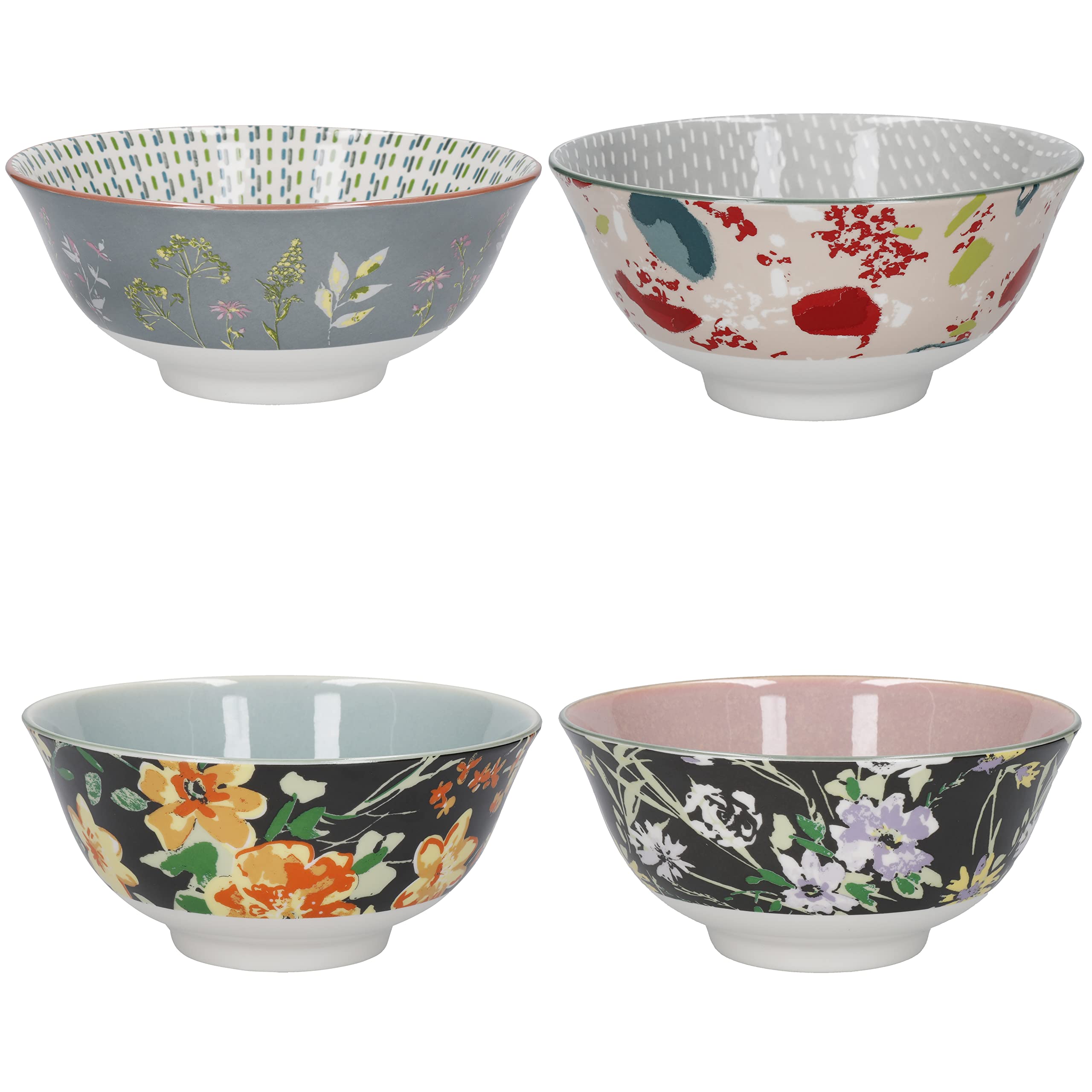 Rackhams 4-Piece Ceramic Cereal / Dessert Bowl Set - Multicolour - Ceramic - Bowls