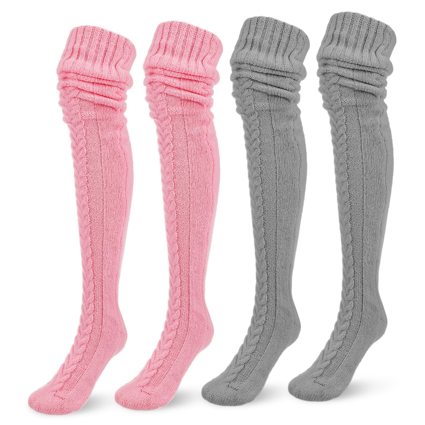 Beaupretty 2pares Calcetines De Mohair Para Mujer Calcetines Por Encima Rodilla De Punto Calentadores De Piernas Esponjosos Peludos Para Invierno Cómodos Para Uso Diario