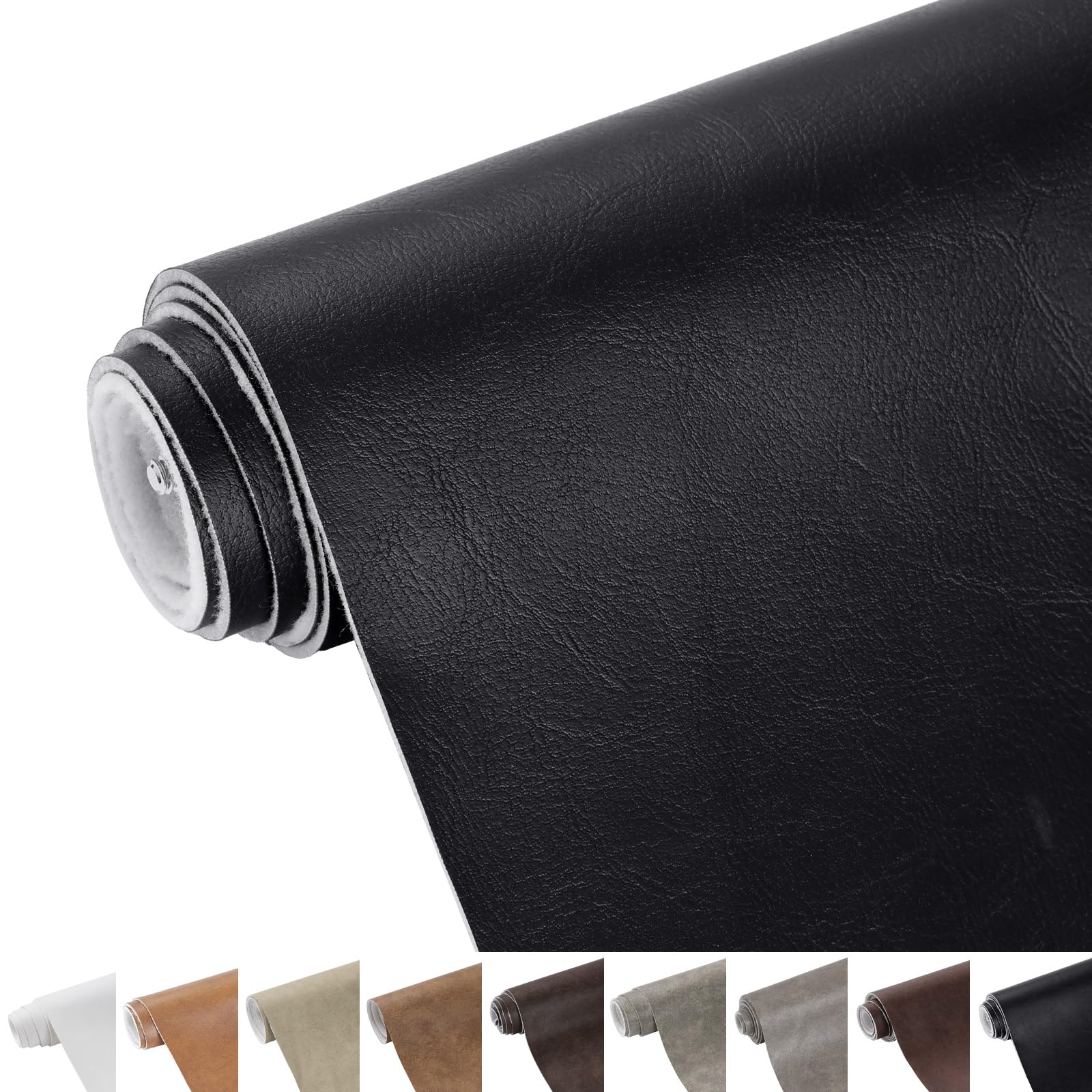 Faux Leather Fabric, 55" Wide 1.3mm Thicken Upholstery Fabric by The Yard Soft Marine Vinyl Fabric Vintage PU Leather Sheets for Crafts Sewings Chairs