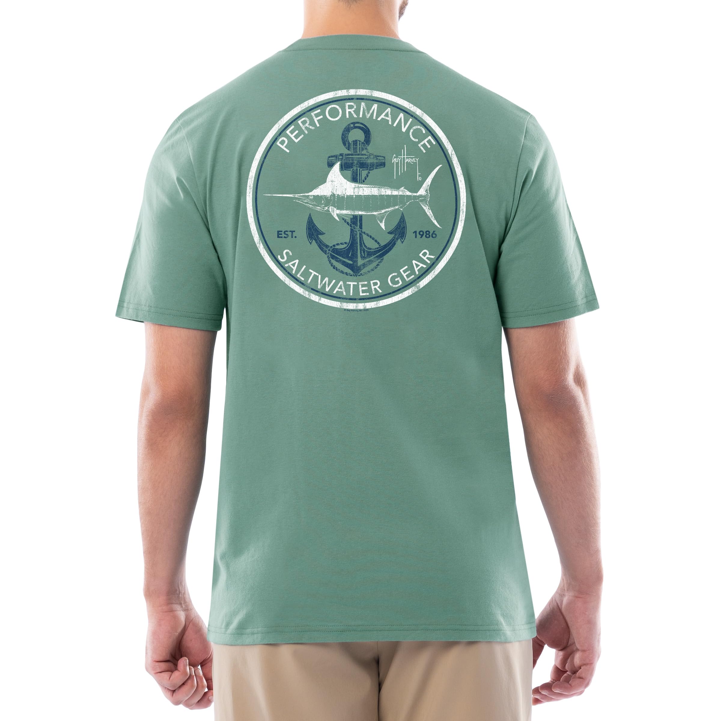 Guy Harvey Mens Short Sleeve OG Cotton Graphic Pocket T-Shirt