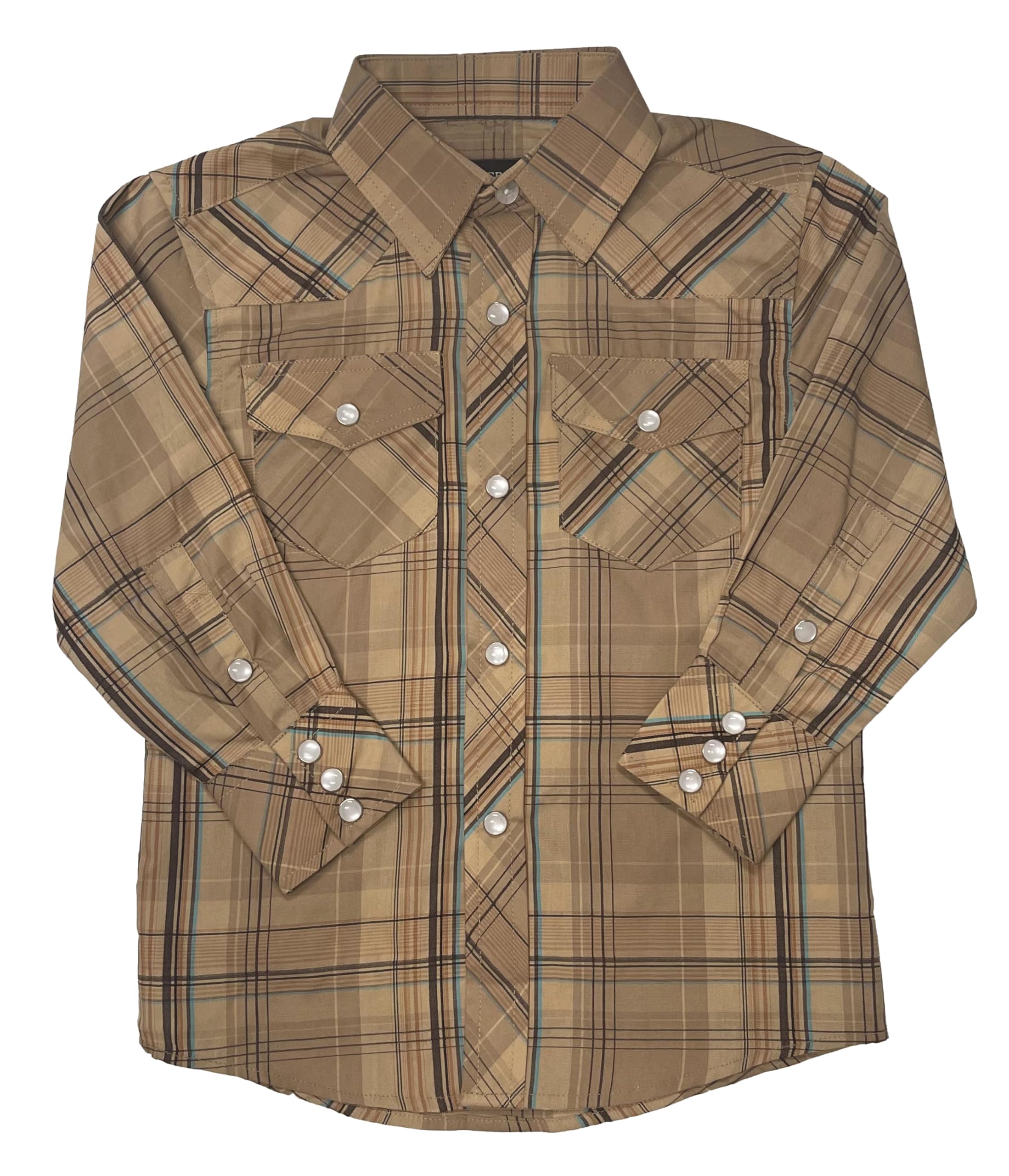 Gioberti Camisa casual de manga larga a cuadros occidentales para niños